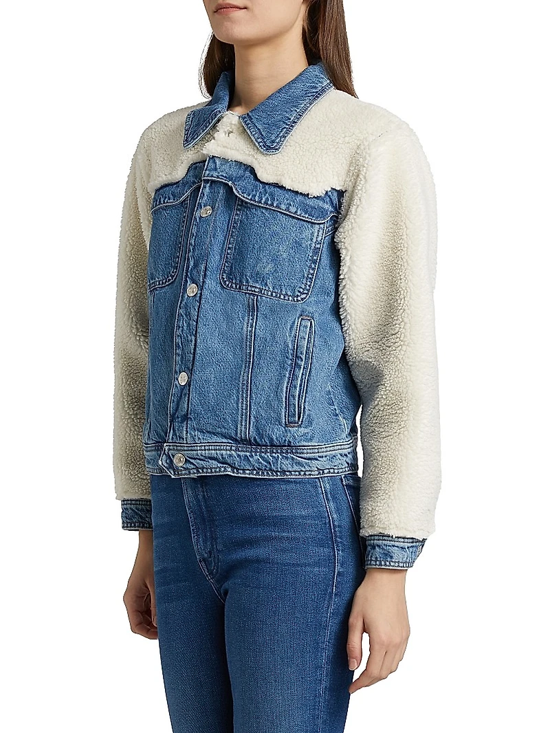 Backbend Faux Shearling Denim Jacket