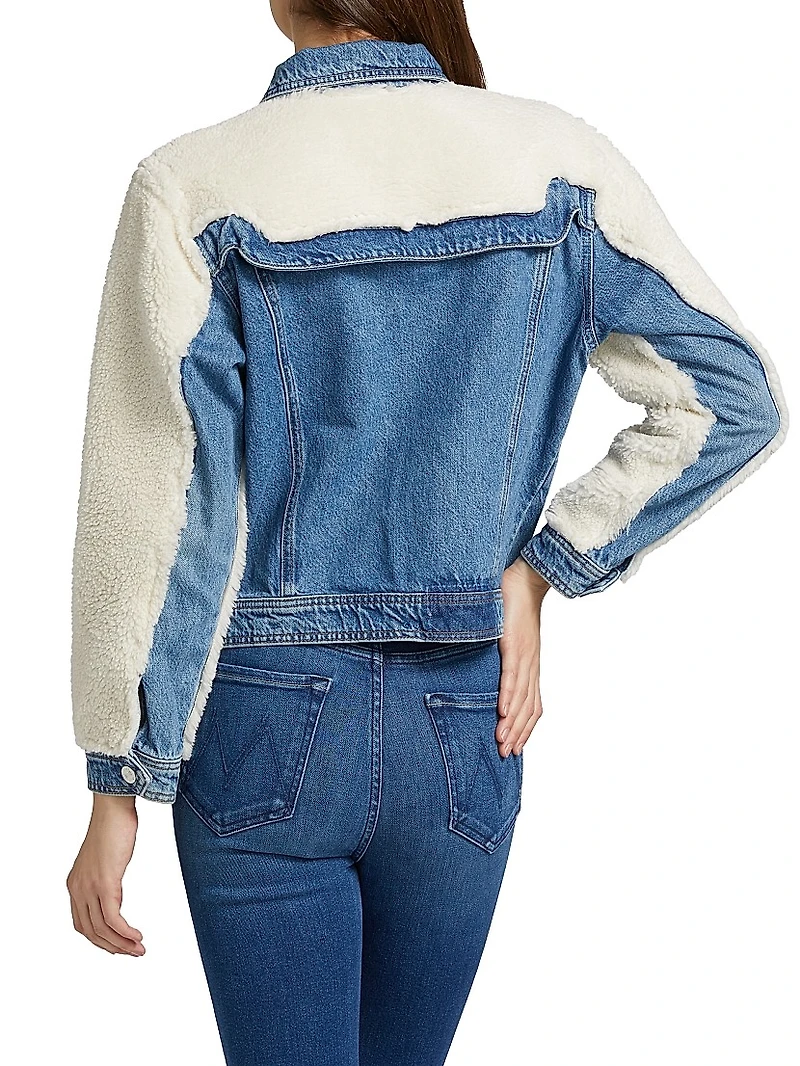 Backbend Faux Shearling Denim Jacket