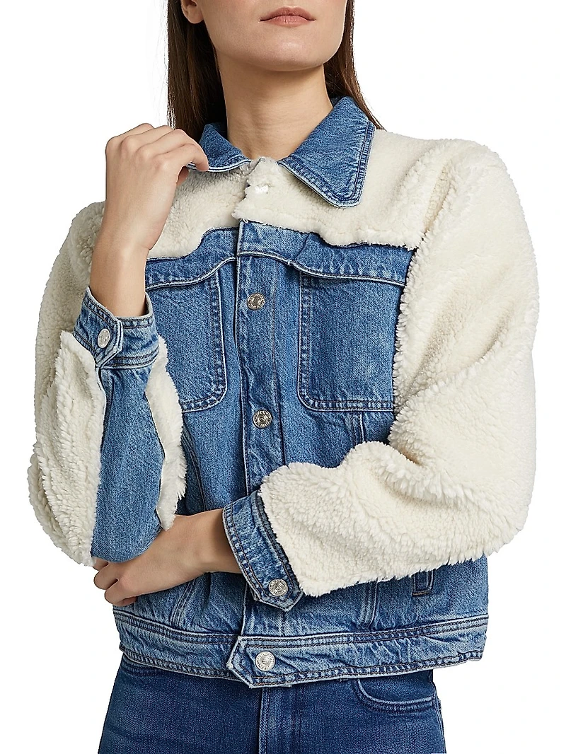 Backbend Faux Shearling Denim Jacket