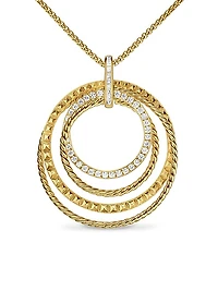 Crossover Trio Pendant Necklace in 18K Yellow Gold with Diamonds