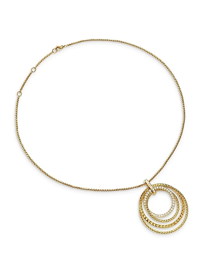 Crossover Trio Pendant Necklace in 18K Yellow Gold with Diamonds