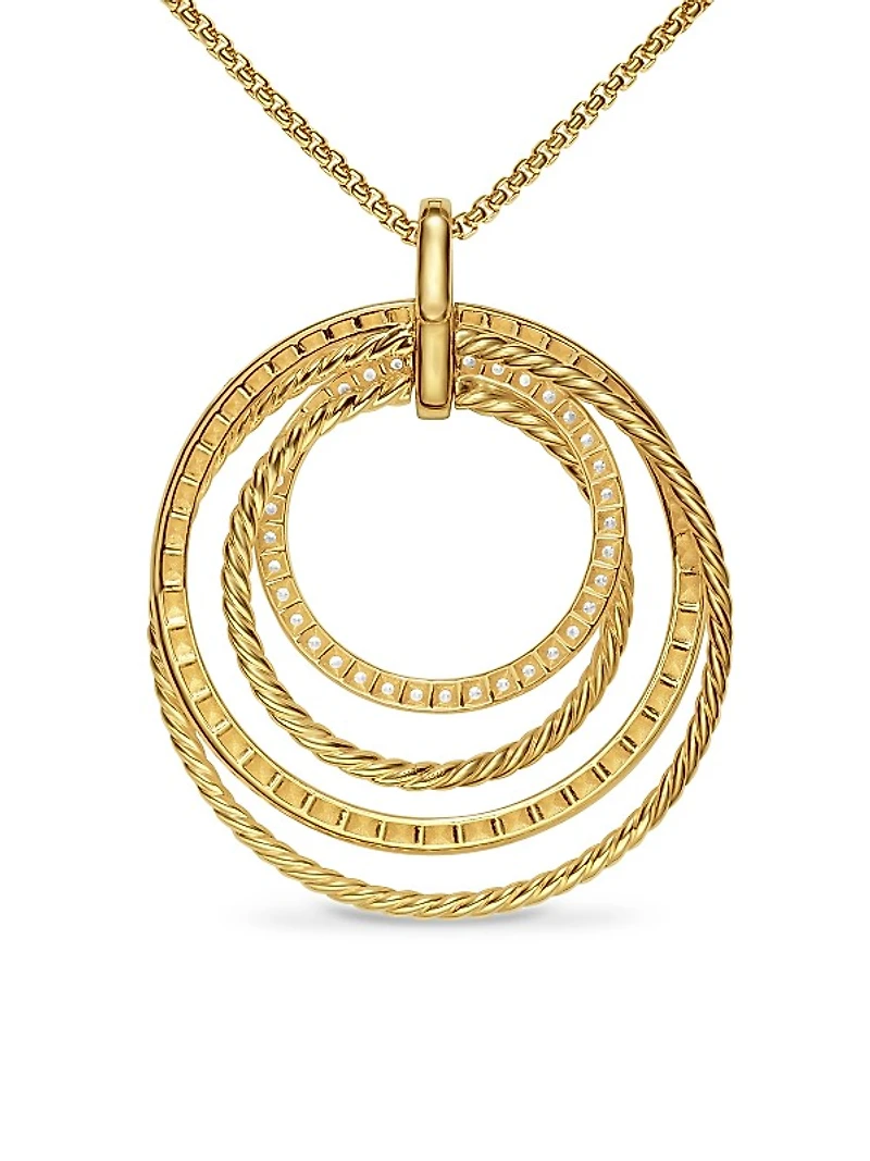 Crossover Trio Pendant Necklace in 18K Yellow Gold with Diamonds