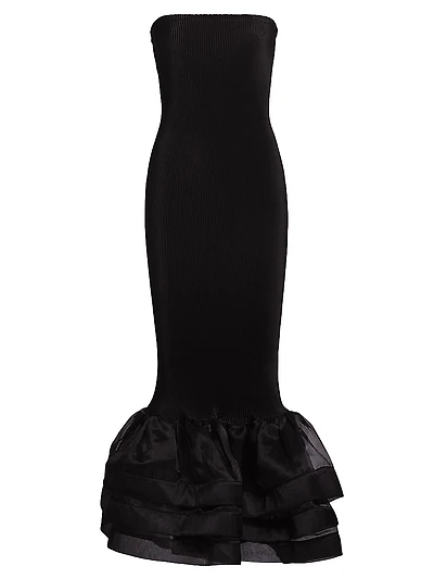 La Fete Ramblas Ruffled Strapless Maxi Dress
