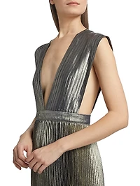 La Fête Gala Shimmer Pleated Gown