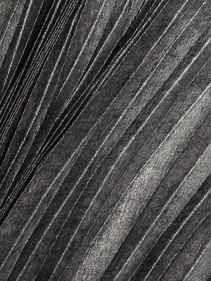 La Fête Déesse Metallic Asymmetric Pleated Halterneck Gown