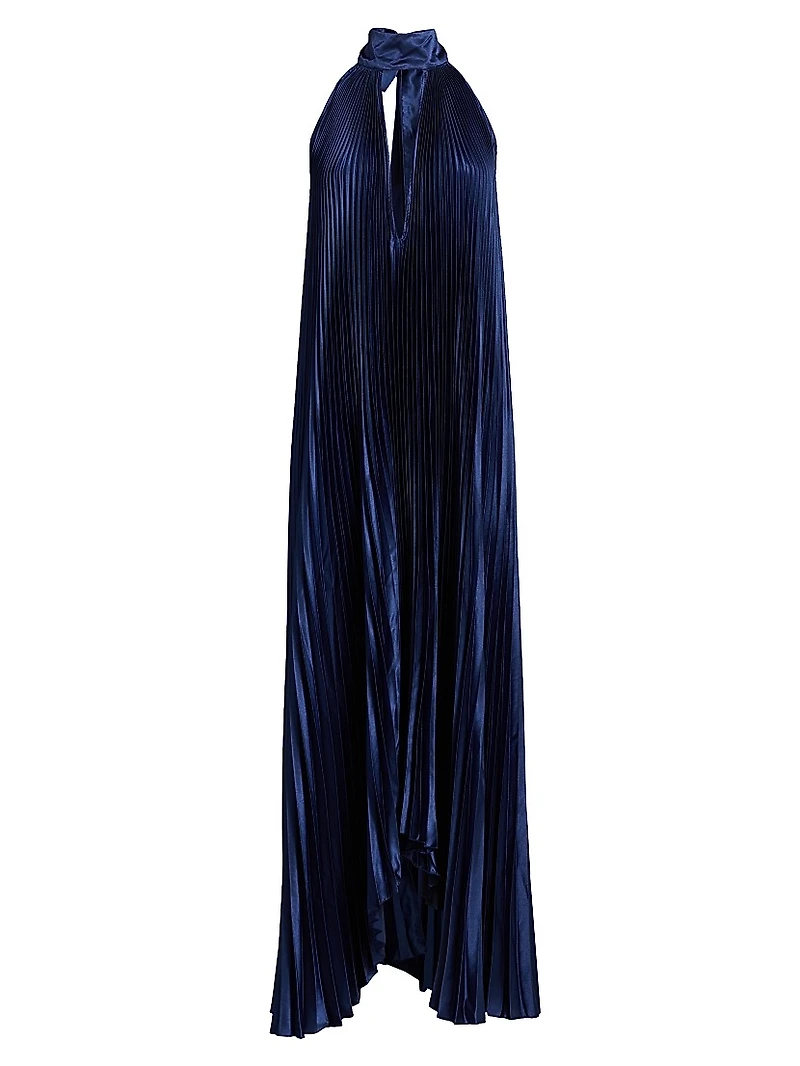 La Fete Opera Pleated Halterneck Gown