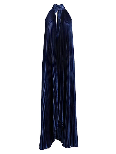 La Fete Opera Pleated Halterneck Gown