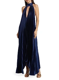 La Fete Opera Pleated Halterneck Gown