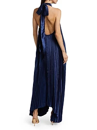 La Fete Opera Pleated Halterneck Gown