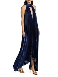 La Fete Opera Pleated Halterneck Gown
