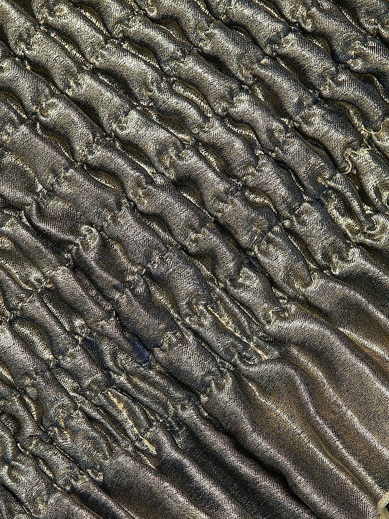 La Fête Maya Metallic Smocked Pleated Strapless Gown