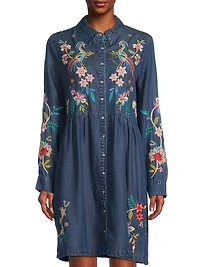 Embroidered Floral Shirtdress