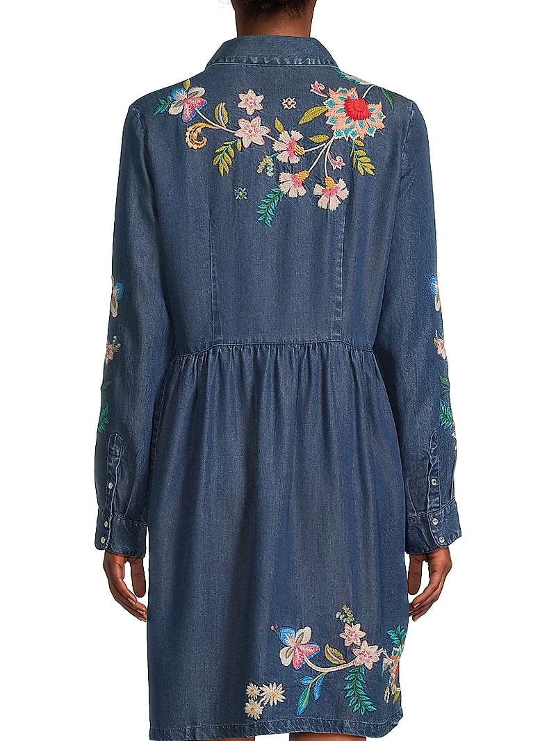 Embroidered Floral Shirtdress