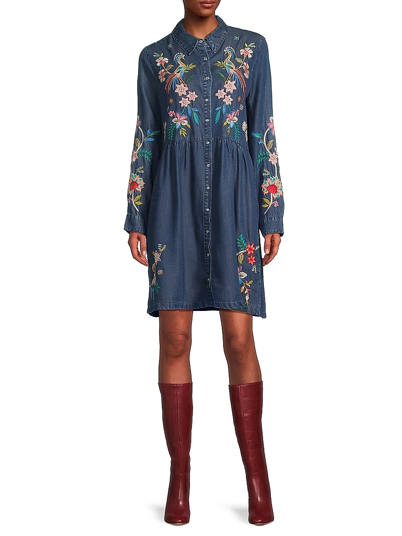 Embroidered Floral Shirtdress