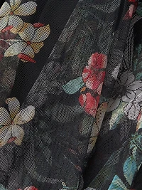 Mazzy Embroidered Floral Mesh Flared Dress