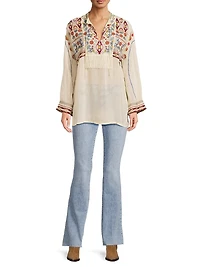 Karen Coriander Fringe Embroidered Tunic