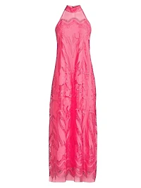 Camila Mesh Lace Halter Maxi Dress