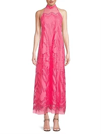 Camila Mesh Lace Halter Maxi Dress