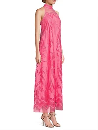 Camila Mesh Lace Halter Maxi Dress