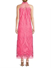 Camila Mesh Lace Halter Maxi Dress