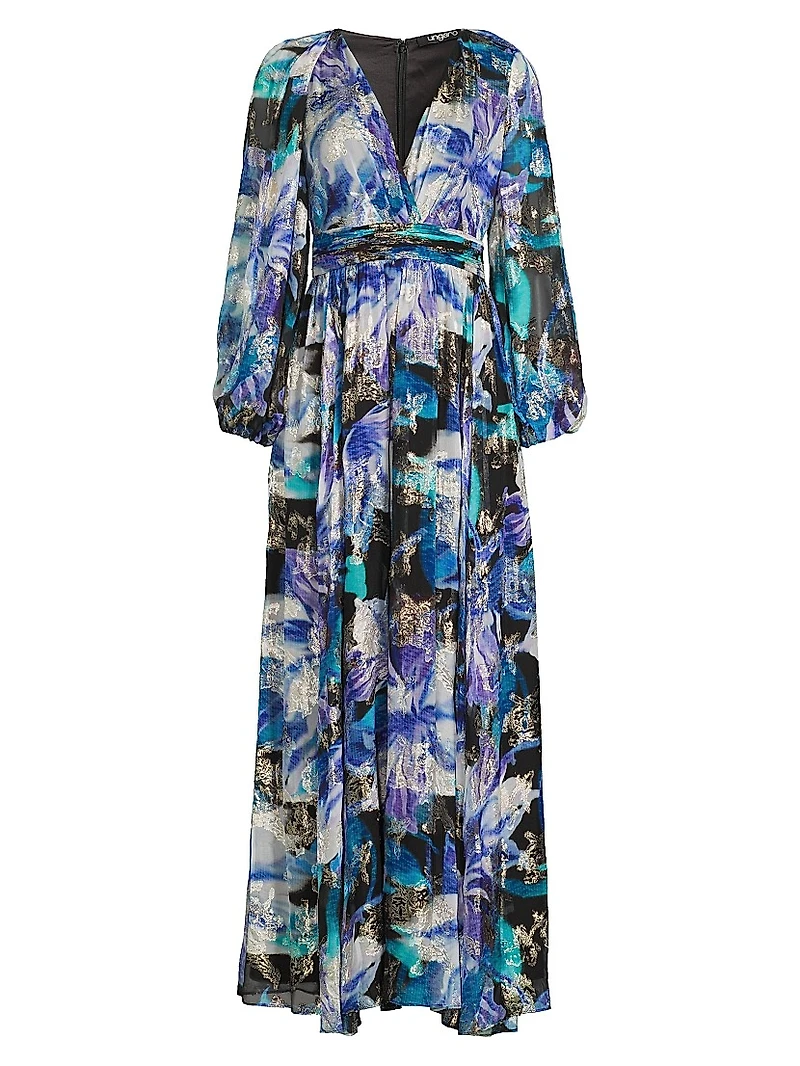Izzy Metallic Floral Maxi Dress