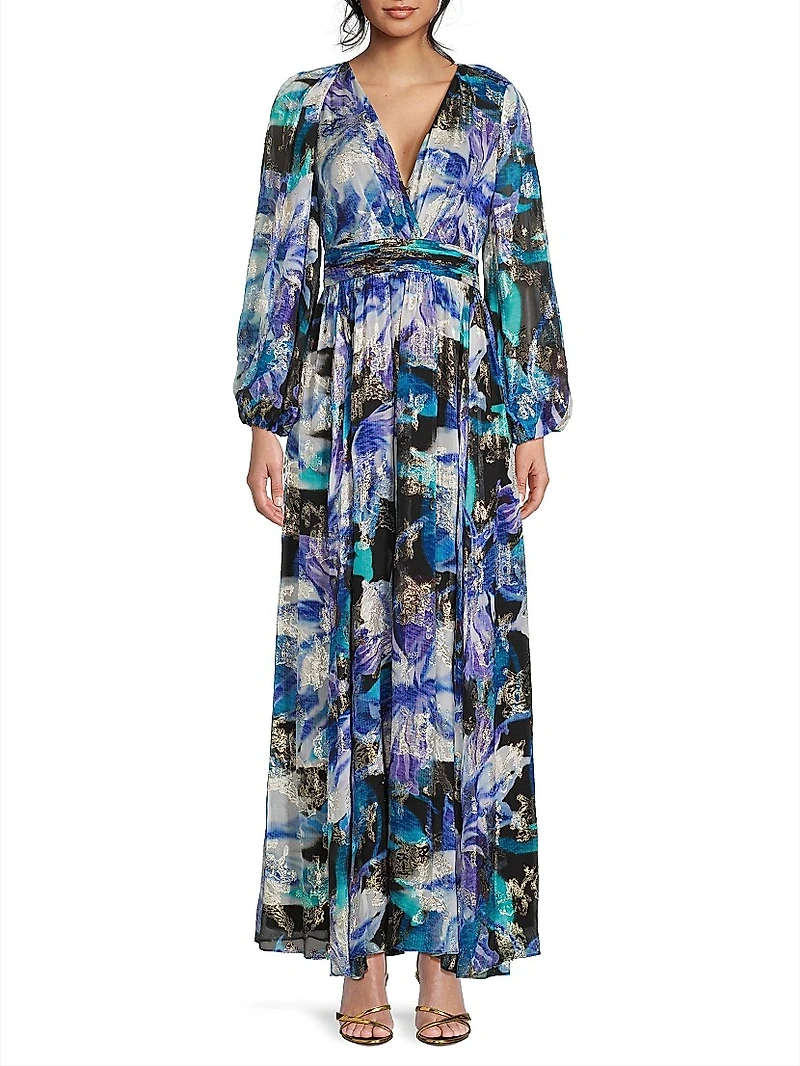 Izzy Metallic Floral Maxi Dress