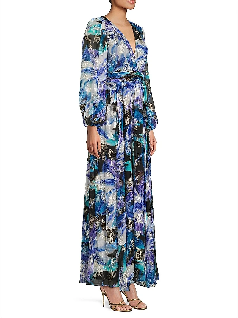 Izzy Metallic Floral Maxi Dress