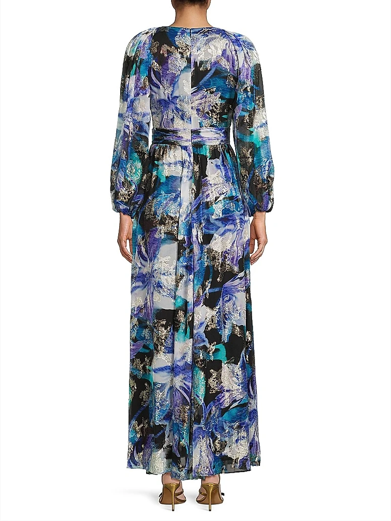Izzy Metallic Floral Maxi Dress