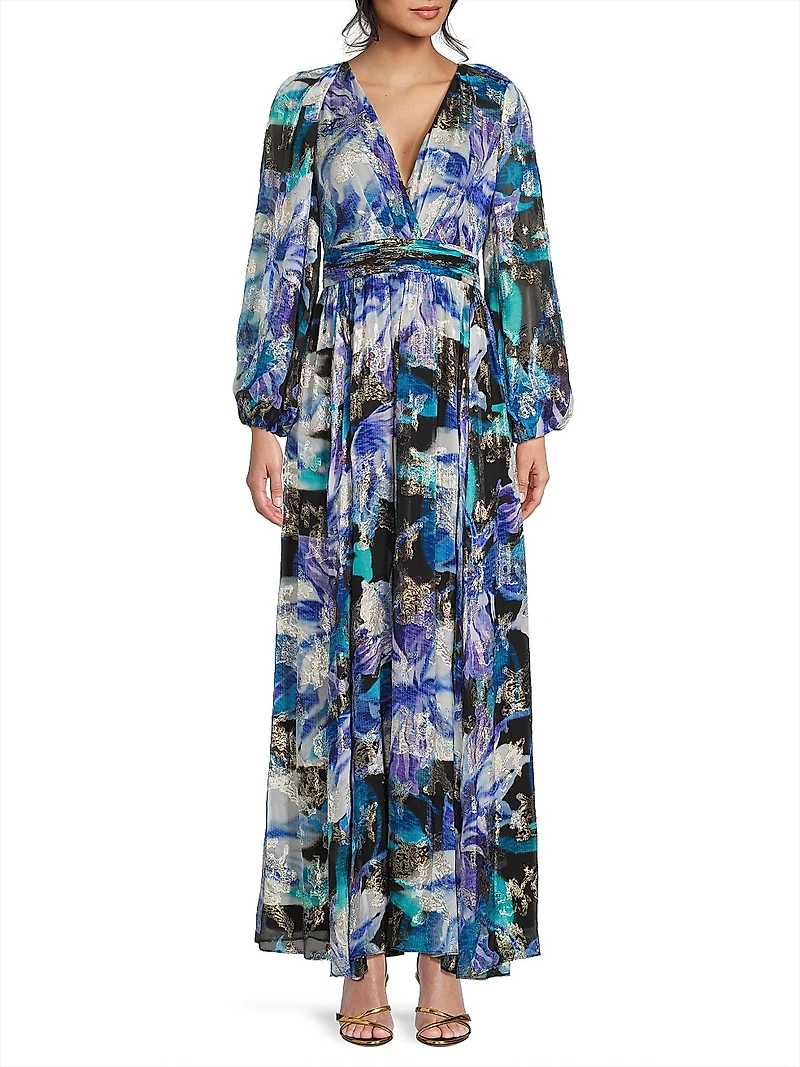 Izzy Metallic Floral Maxi Dress