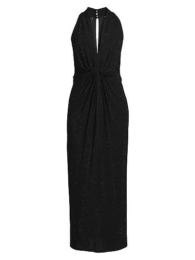 Talia Halter Gathered Cocktail Dress