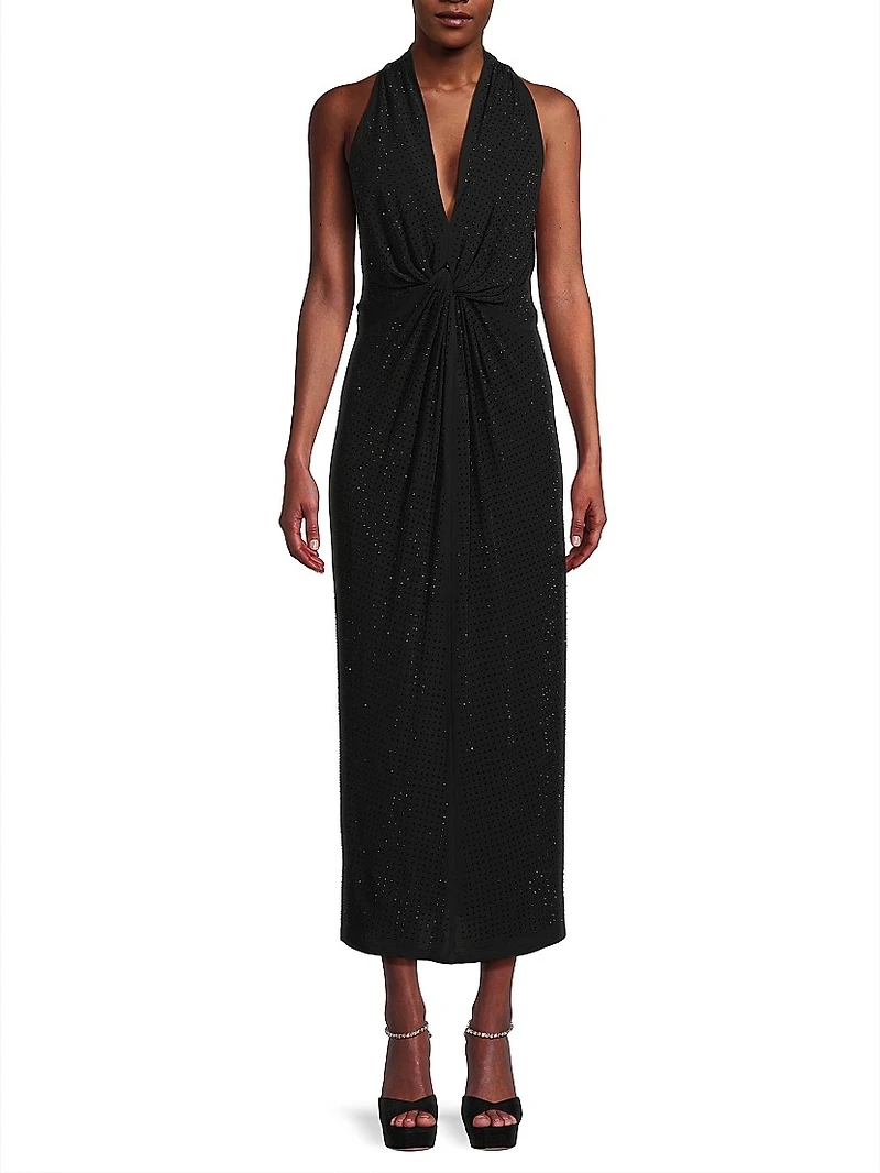 Talia Halter Gathered Cocktail Dress