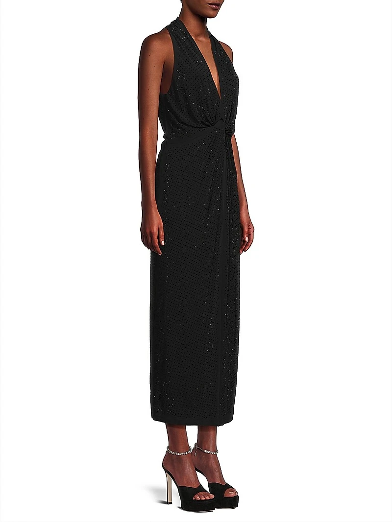 Talia Halter Gathered Cocktail Dress