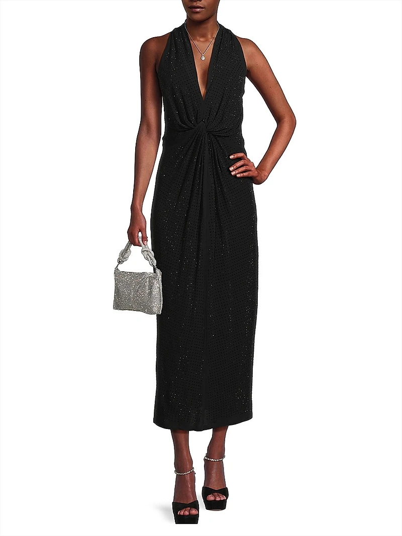 Talia Halter Gathered Cocktail Dress