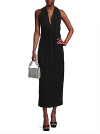 Talia Halter Gathered Cocktail Dress