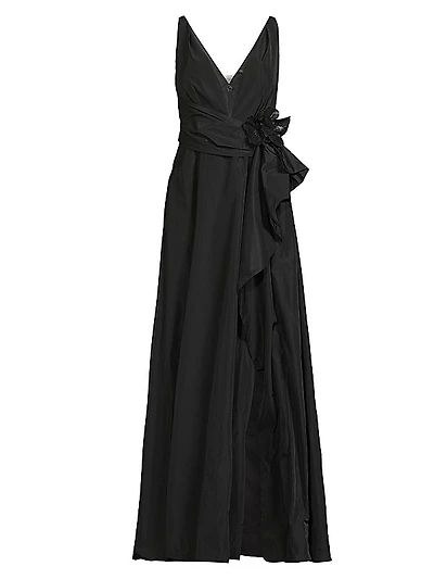 Caro Embellished Satin V-Neck Gown