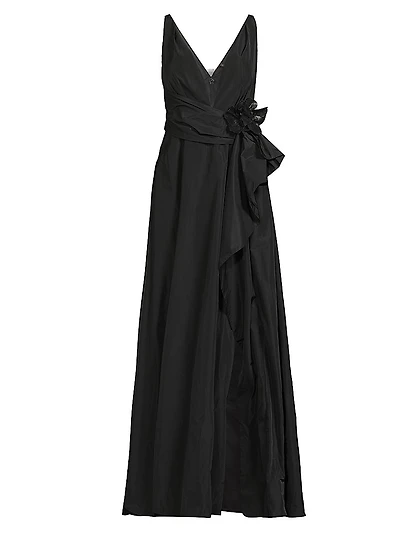Caro Embellished Satin V-Neck Gown