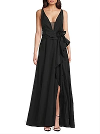 Caro Embellished Satin V-Neck Gown