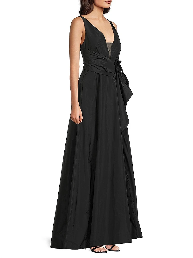 Caro Embellished Satin V-Neck Gown