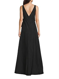 Caro Embellished Satin V-Neck Gown