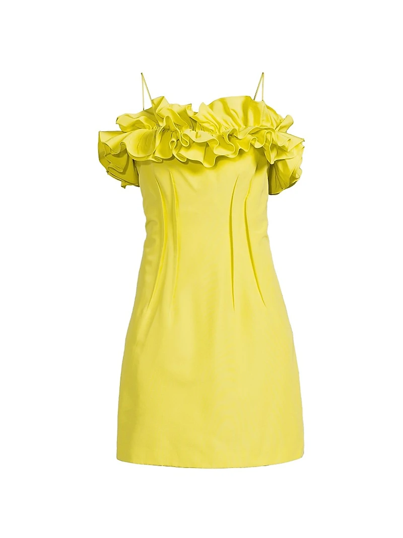 Flora Ruffle Cotton-Silk Sleeveless Minidress