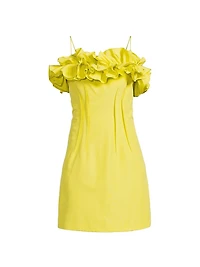Flora Ruffle Cotton-Silk Sleeveless Minidress