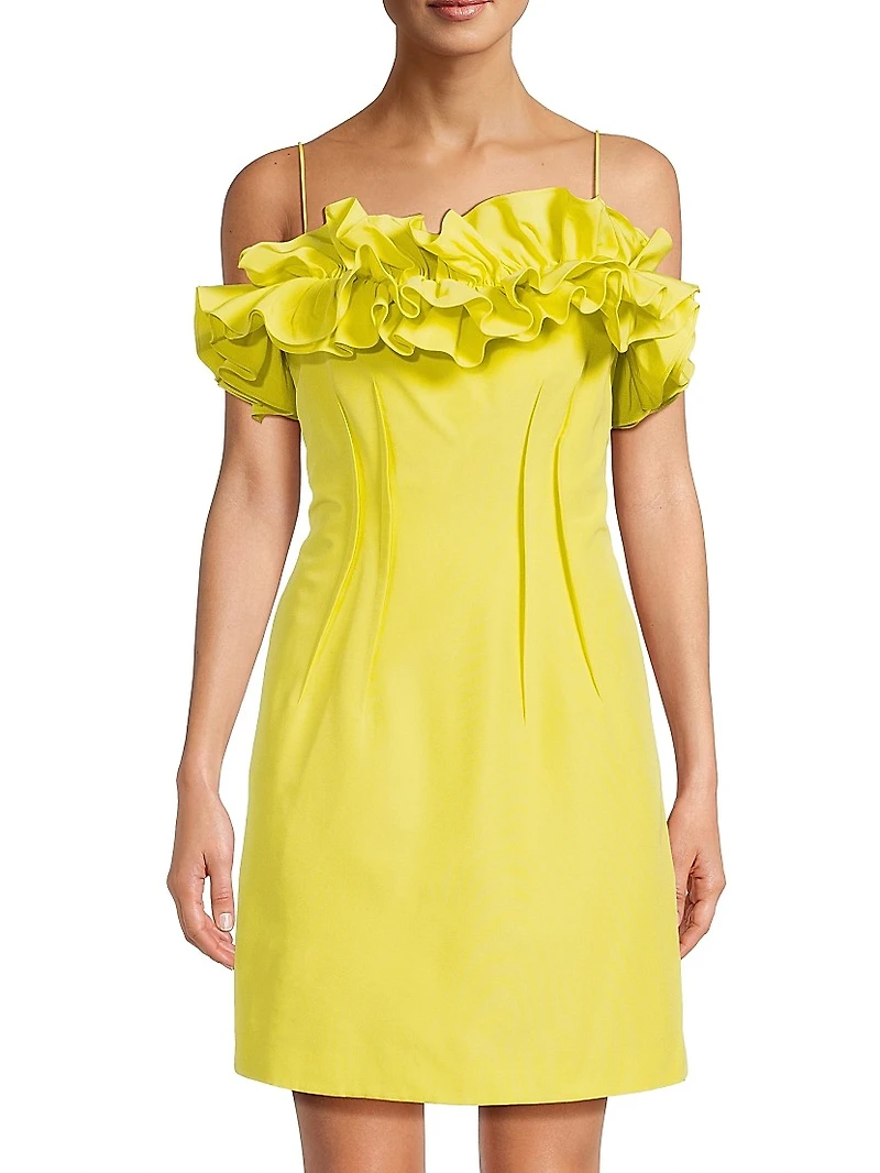 Flora Ruffle Cotton-Silk Sleeveless Minidress