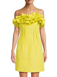 Flora Ruffle Cotton-Silk Sleeveless Minidress