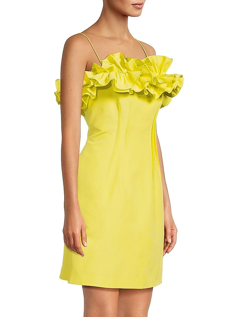 Flora Ruffle Cotton-Silk Sleeveless Minidress