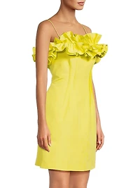 Flora Ruffle Cotton-Silk Sleeveless Minidress