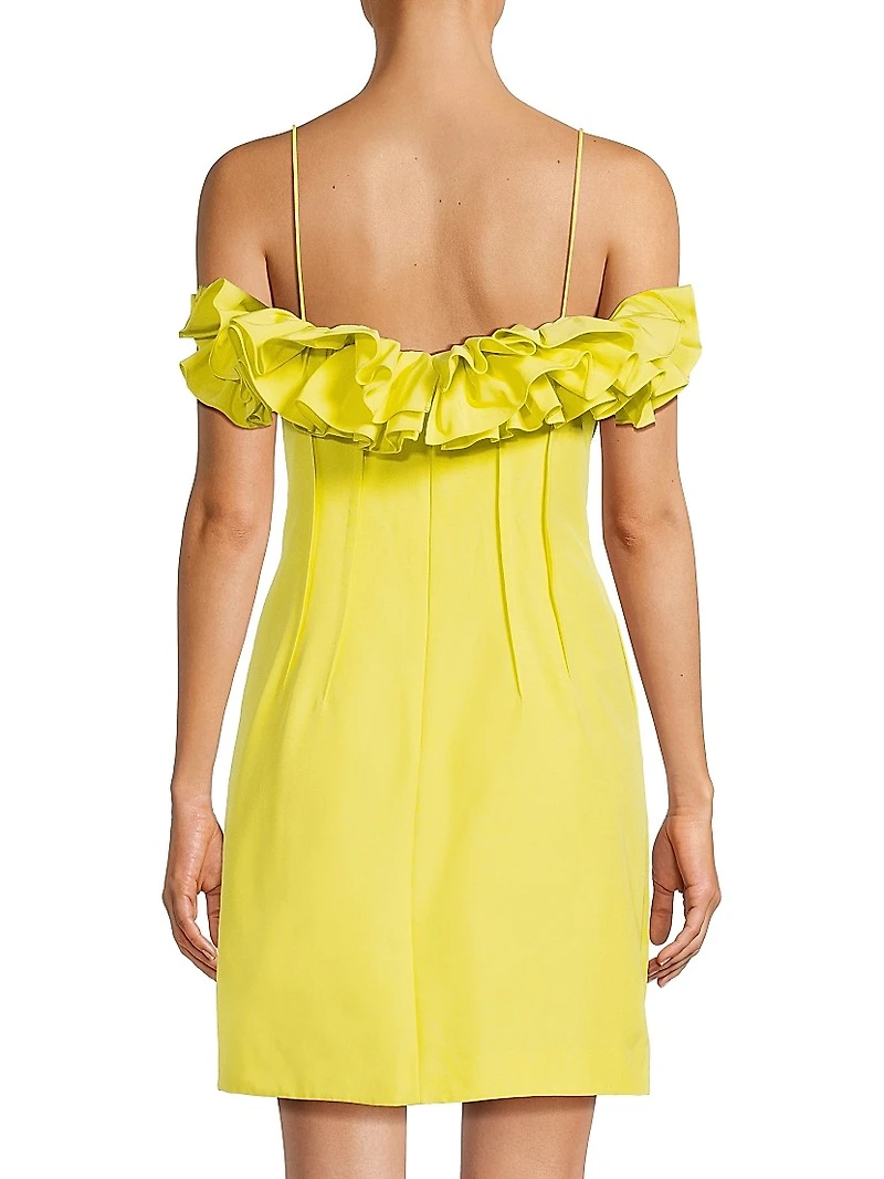 Flora Ruffle Cotton-Silk Sleeveless Minidress