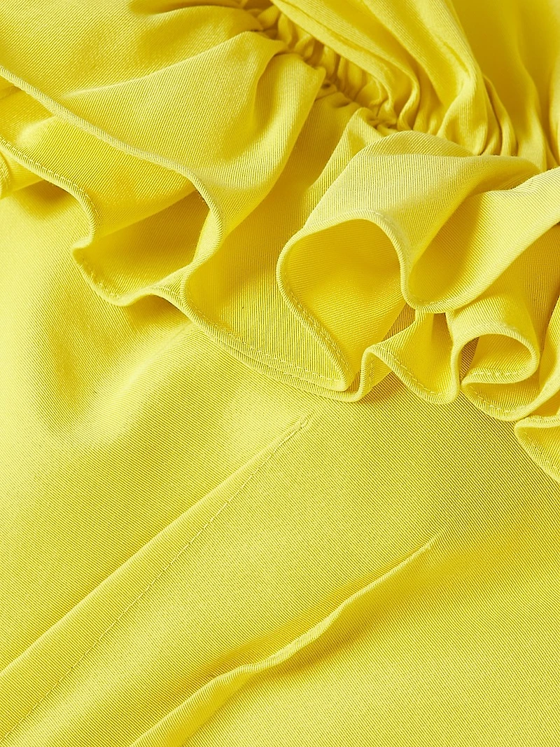 Flora Ruffle Cotton-Silk Sleeveless Minidress