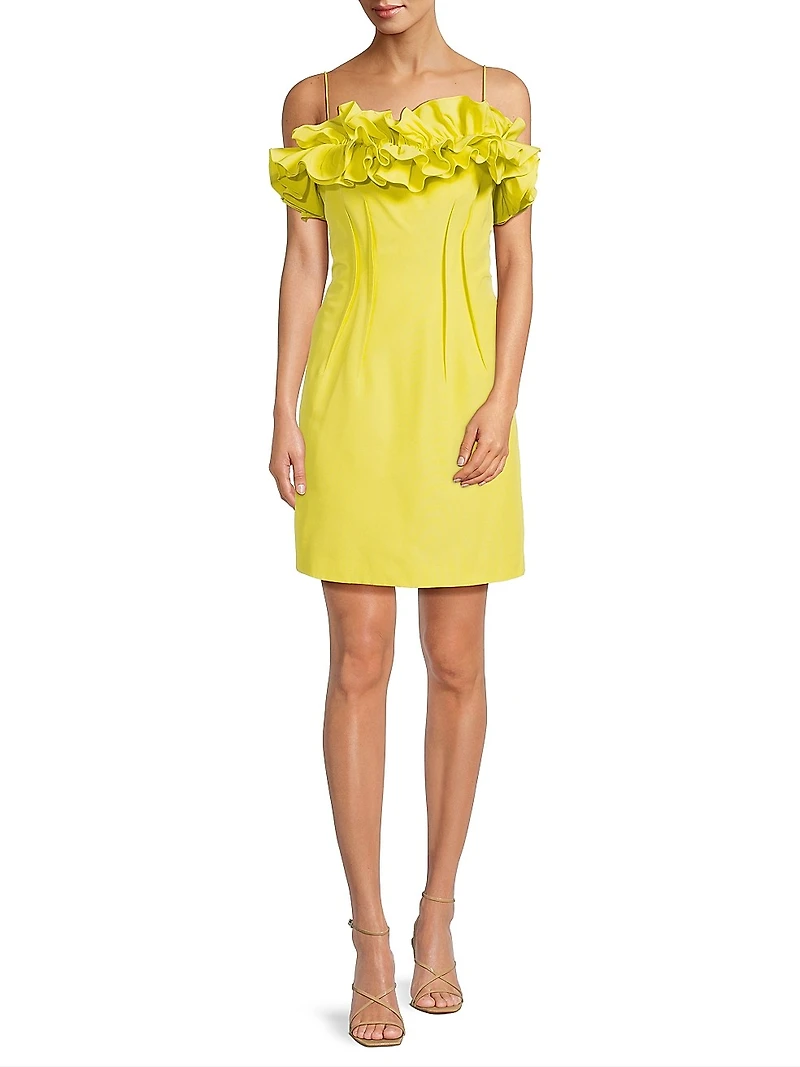 Flora Ruffle Cotton-Silk Sleeveless Minidress