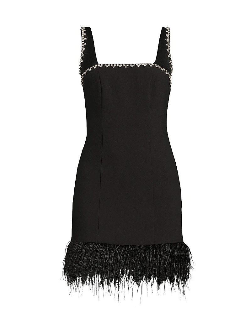 Georgie Feather-Trim Minidress