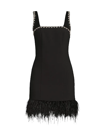 Georgie Feather-Trim Minidress